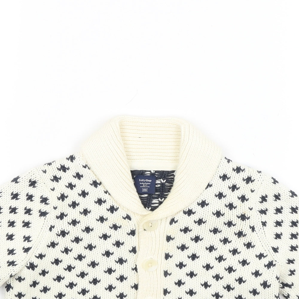 Gap Boys White  Knit Cardigan Jumper Size 18-24 Months