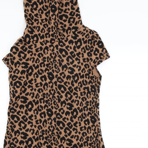 Quiz Womens Brown Animal Print  A-Line  Size 8
