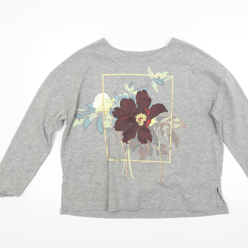 Marks and Spencer Womens Grey Floral  Pullover Sweatshirt Size 12