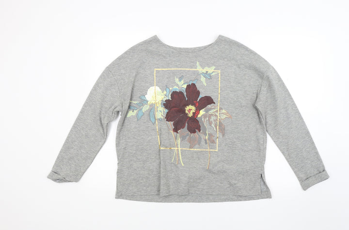 Marks and Spencer Womens Grey Floral  Pullover Sweatshirt Size 12