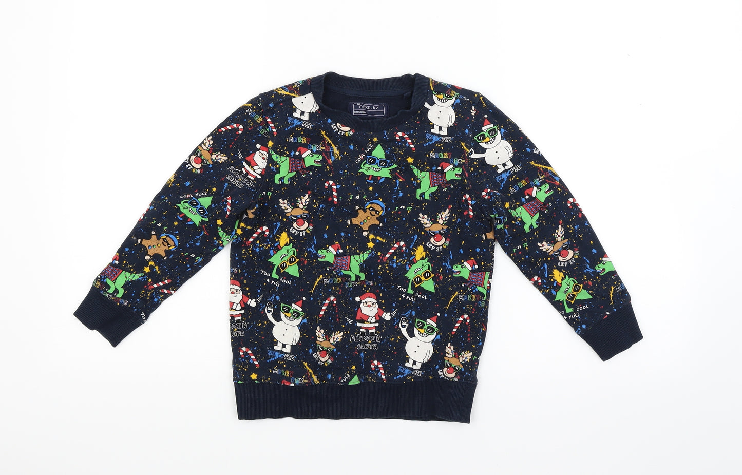 NEXT Boys Blue  Jacquard Pullover Jumper Size 5 Years  - Christmas Santa