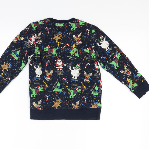 NEXT Boys Blue  Jacquard Pullover Jumper Size 5 Years  - Christmas Santa