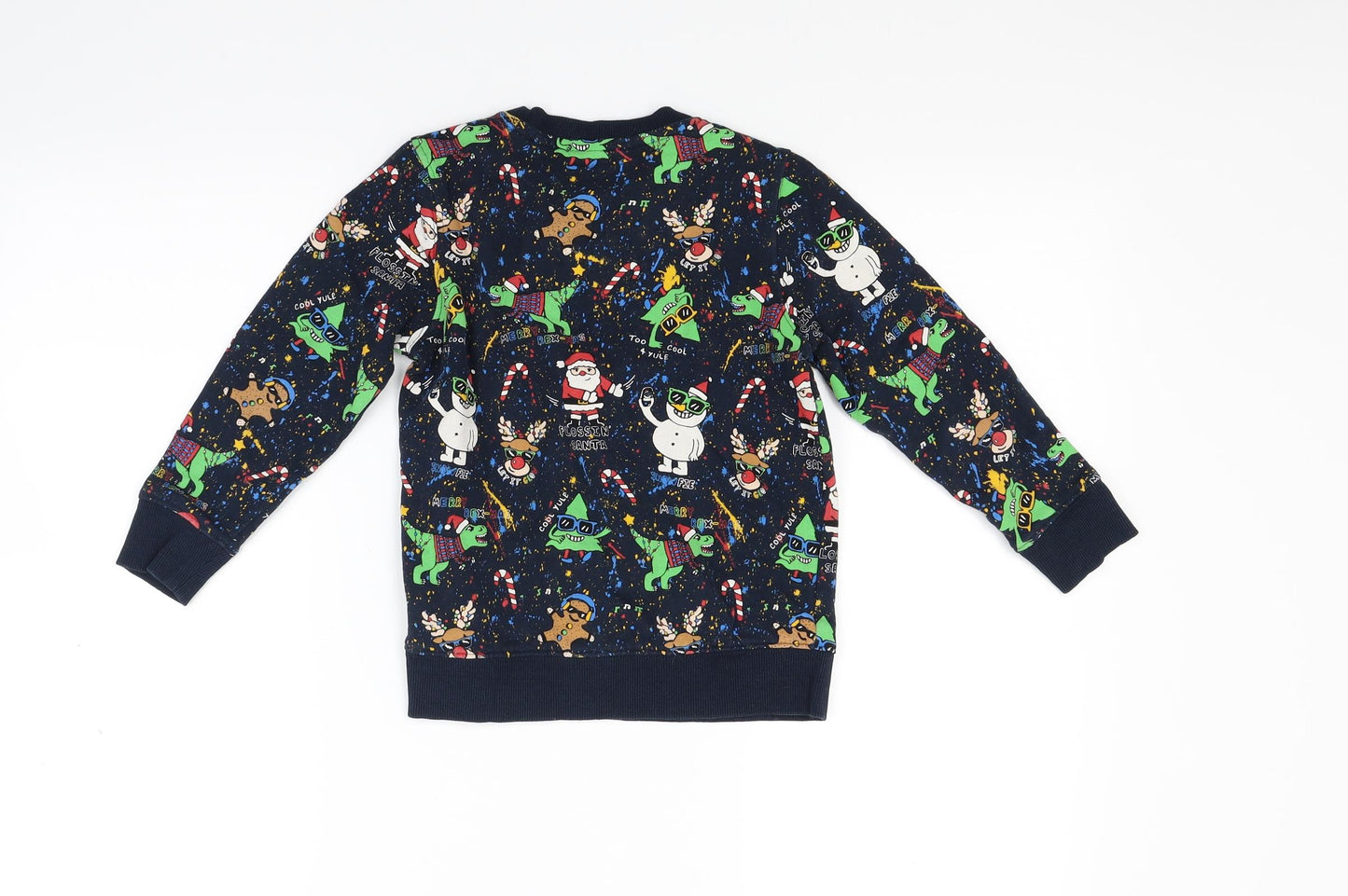 NEXT Boys Blue  Jacquard Pullover Jumper Size 5 Years  - Christmas Santa