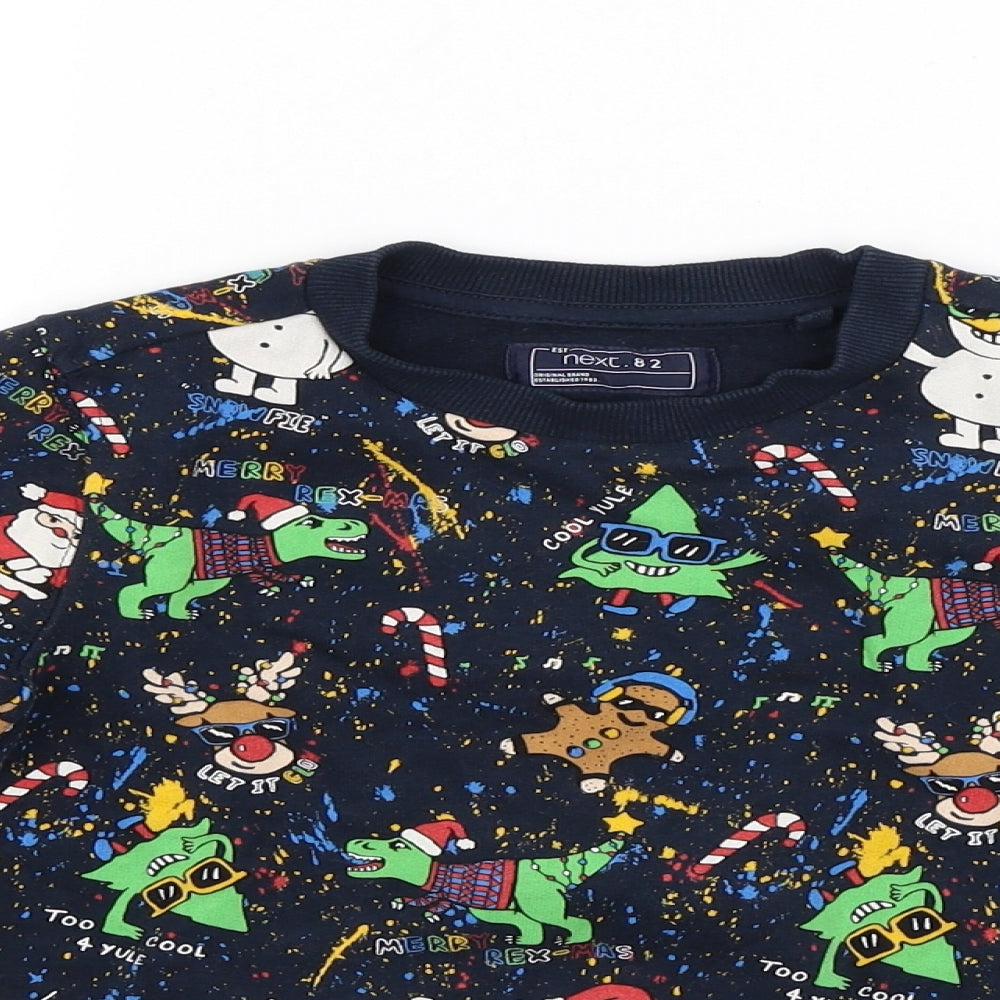 NEXT Boys Blue  Jacquard Pullover Jumper Size 5 Years  - Christmas Santa