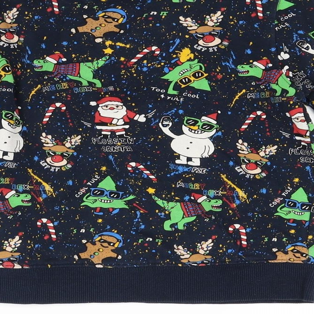 NEXT Boys Blue  Jacquard Pullover Jumper Size 5 Years  - Christmas Santa