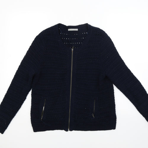 Marks and Spencer Womens Blue  Knit Full Zip Jumper Size 14