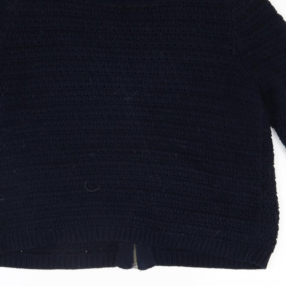 Marks and Spencer Womens Blue  Knit Full Zip Jumper Size 14