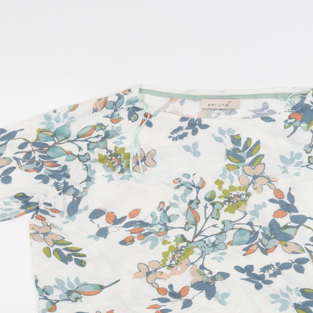 Per Una Womens White Floral Knit Pullover Jumper Size 16
