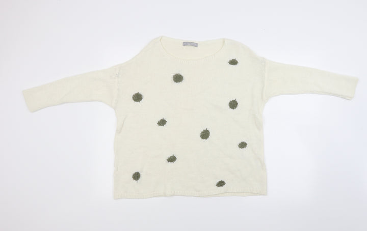 LV clothing Womens White Knit Pullover Jumper Size L