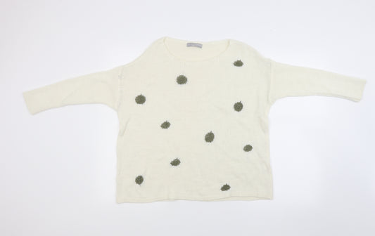 LV clothing Womens White  Knit Pullover Jumper Size L