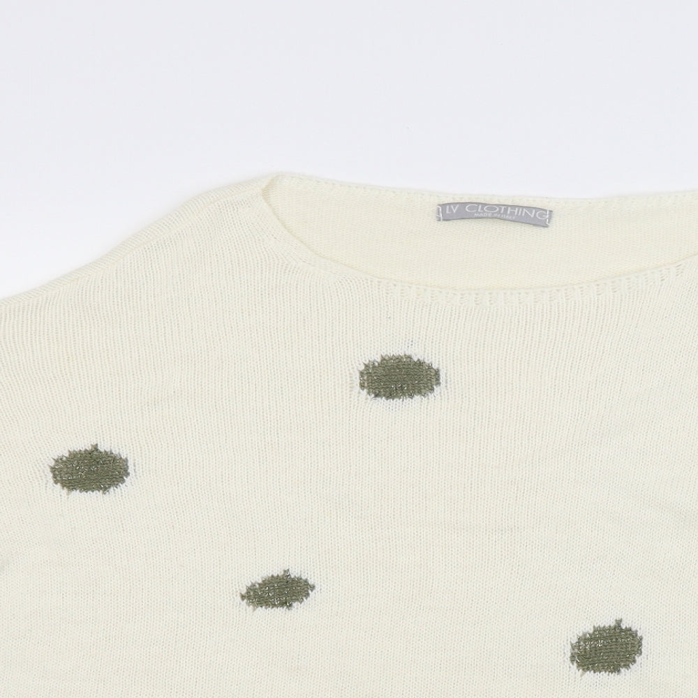 LV clothing Womens White  Knit Pullover Jumper Size L