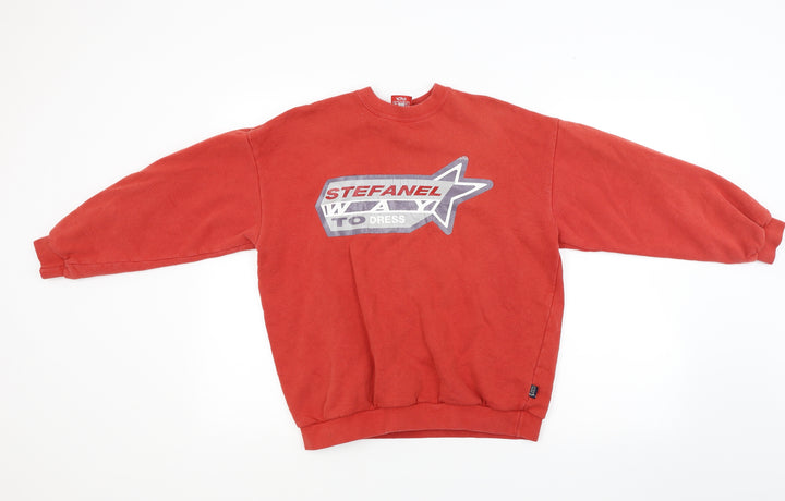 Stefanel Girls Orange Jacquard Pullover Sweatshirt Size 10 Years