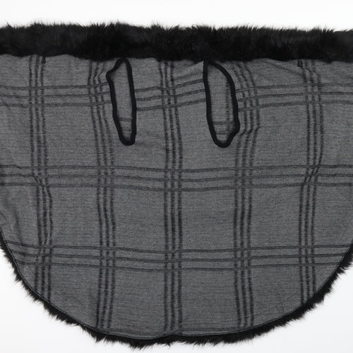 Preworn Womens Black Check  Jacket Poncho One Size  - shoulder jacket