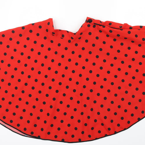 FUNNY FASHION Womens Red Polka Dot  Swing Skirt One Size