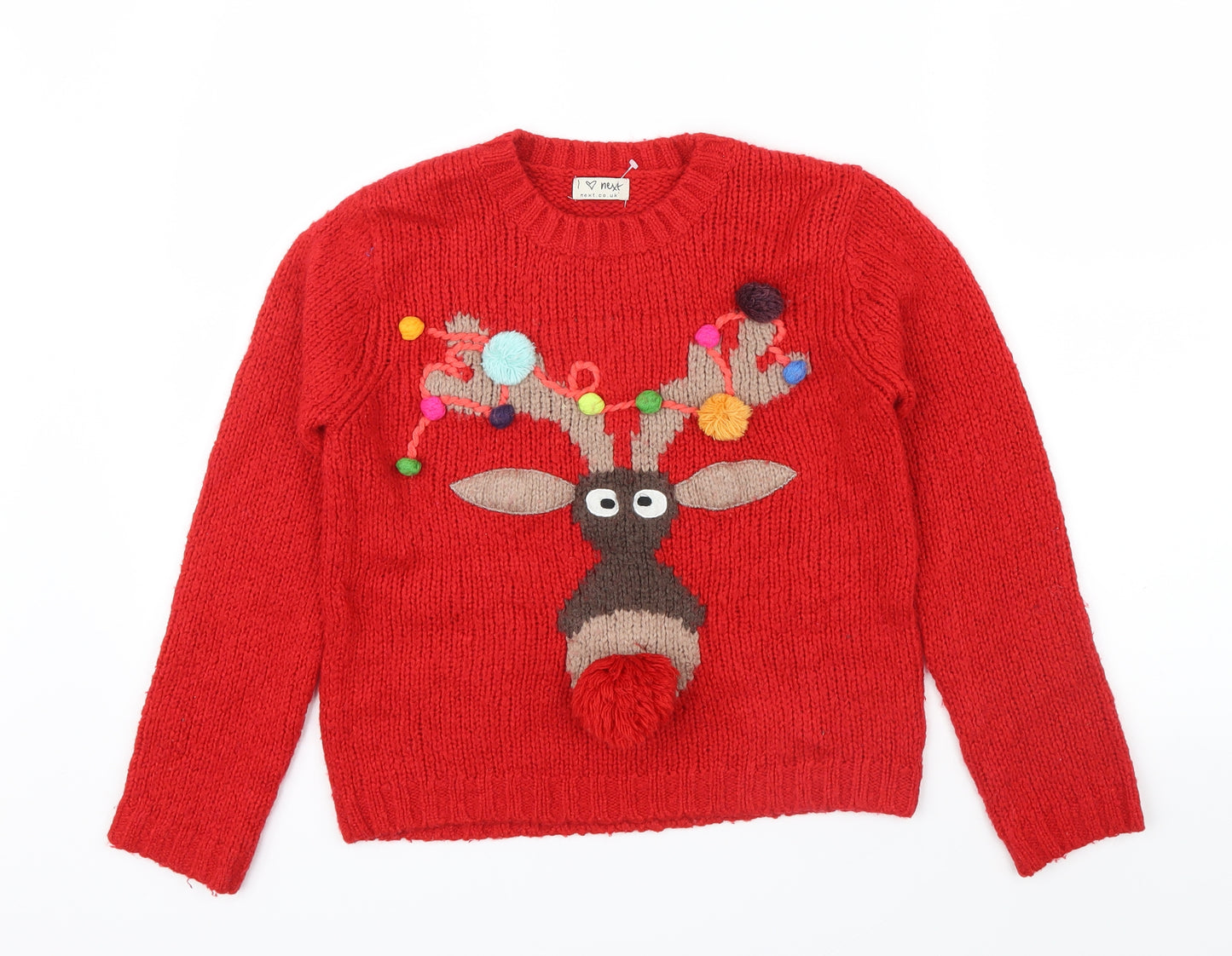 NEXT Girls Red   Pullover Jumper Size 10 Years  - Christmas  Jumper