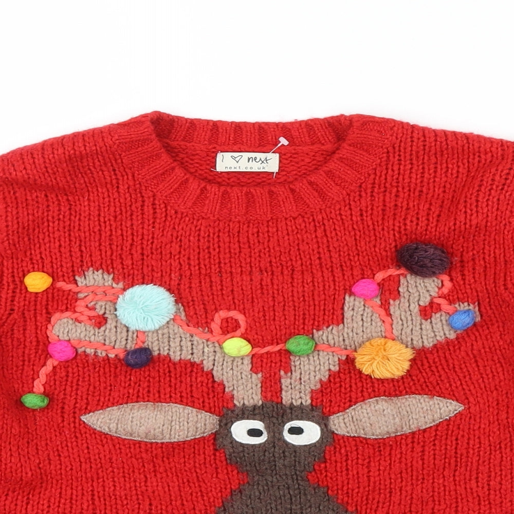 NEXT Girls Red   Pullover Jumper Size 10 Years  - Christmas  Jumper