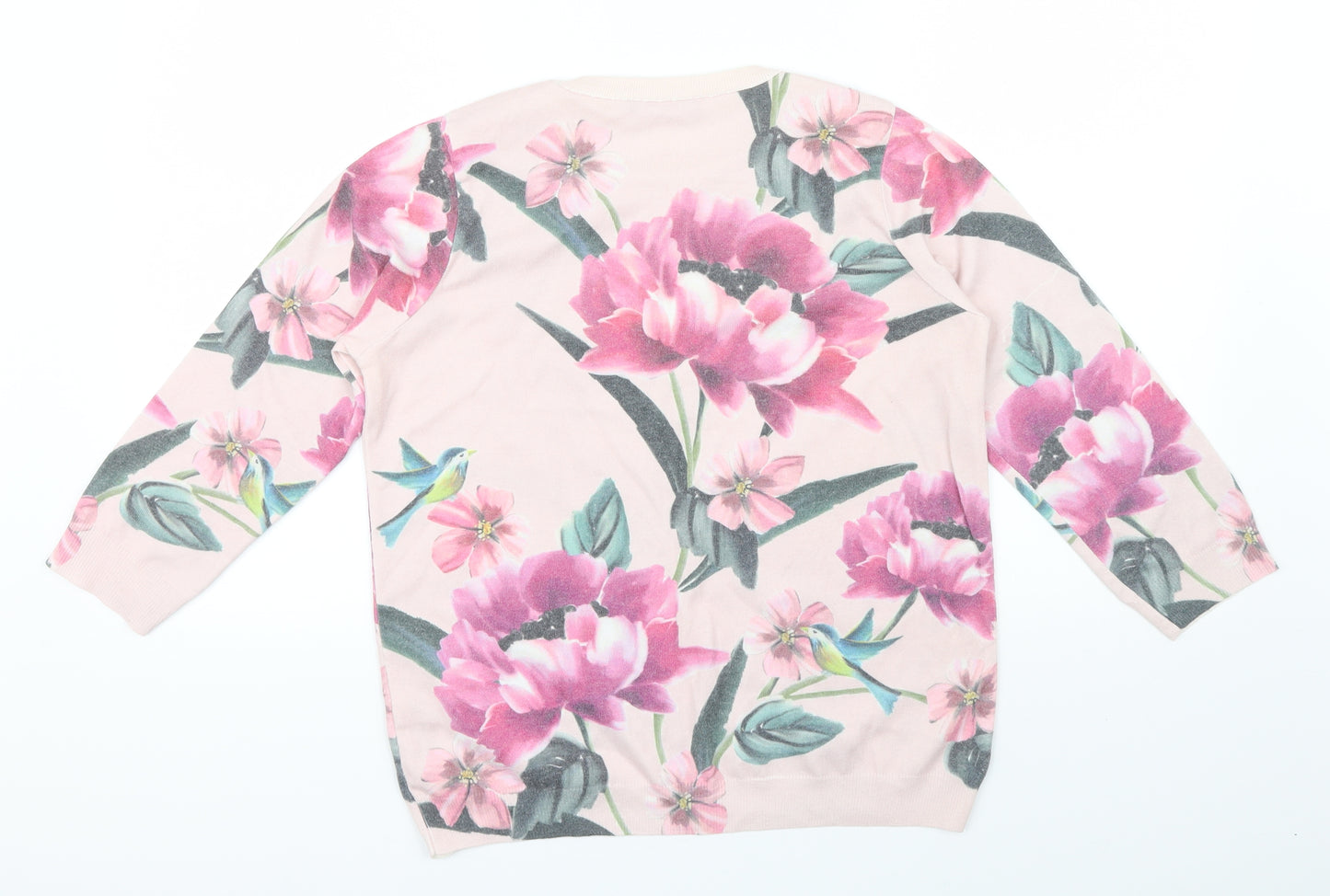 Bonnmarche Womens Pink Floral  Pullover Jumper Size XS
