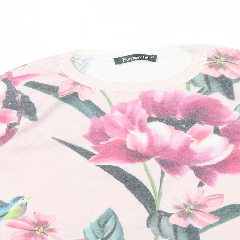 Bonnmarche Womens Pink Floral  Pullover Jumper Size XS
