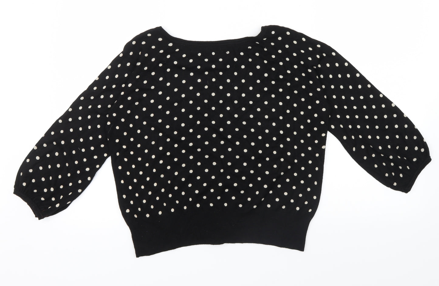 M&S Womens Black Polka Dot  Cardigan Jumper Size 14