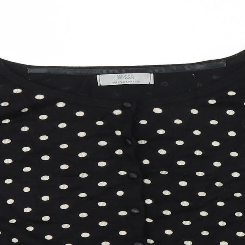 M&S Womens Black Polka Dot  Cardigan Jumper Size 14
