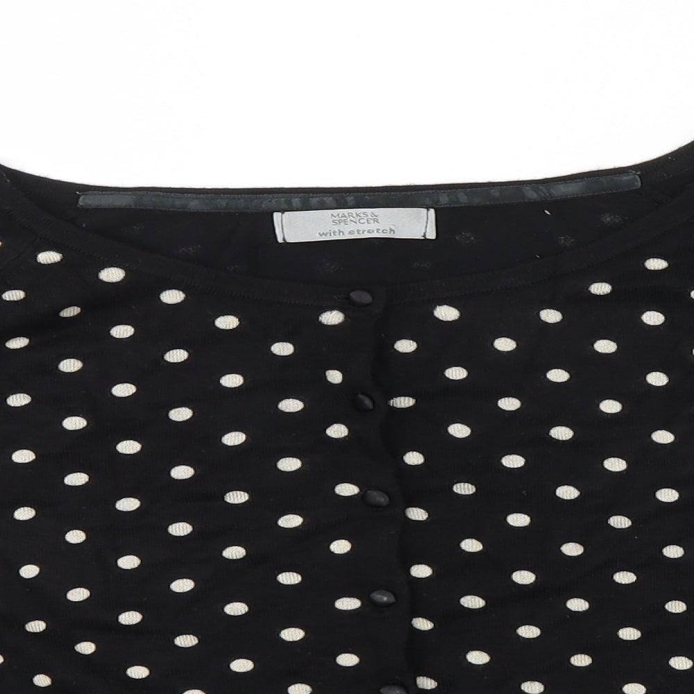 M&S Womens Black Polka Dot  Cardigan Jumper Size 14