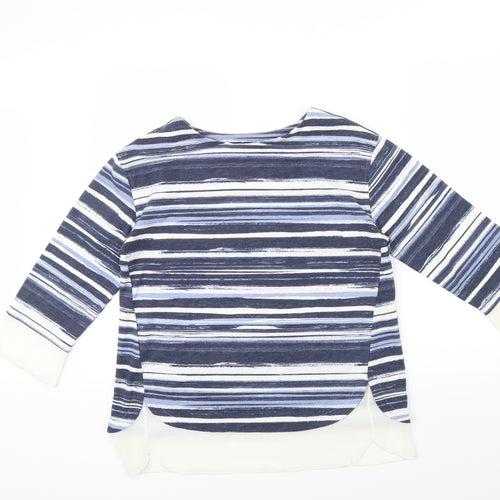 M&S Womens Blue Striped  Pullover Jumper Size 10  - Frill detail
