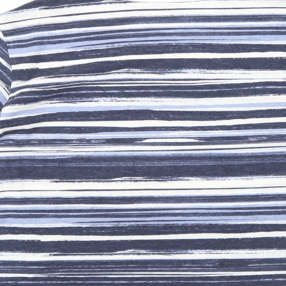 M&S Womens Blue Striped  Pullover Jumper Size 10  - Frill detail