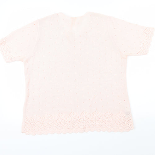 M&S Womens Pink   Pullover Jumper Size 16  - Embroidered