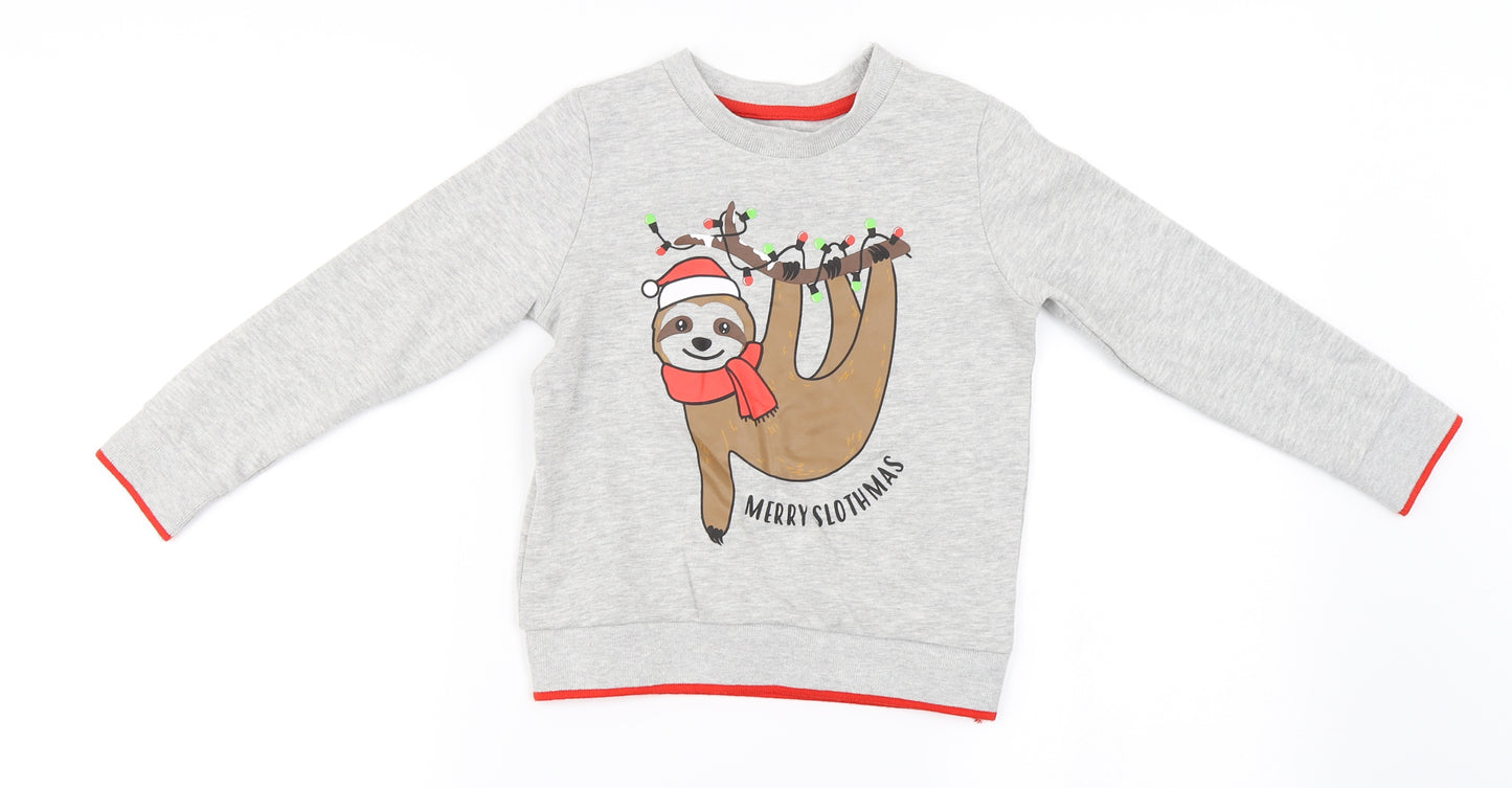 Lily & Dan  Boys Grey   Pullover Jumper Size 5-6 Years  - Christmas jumper