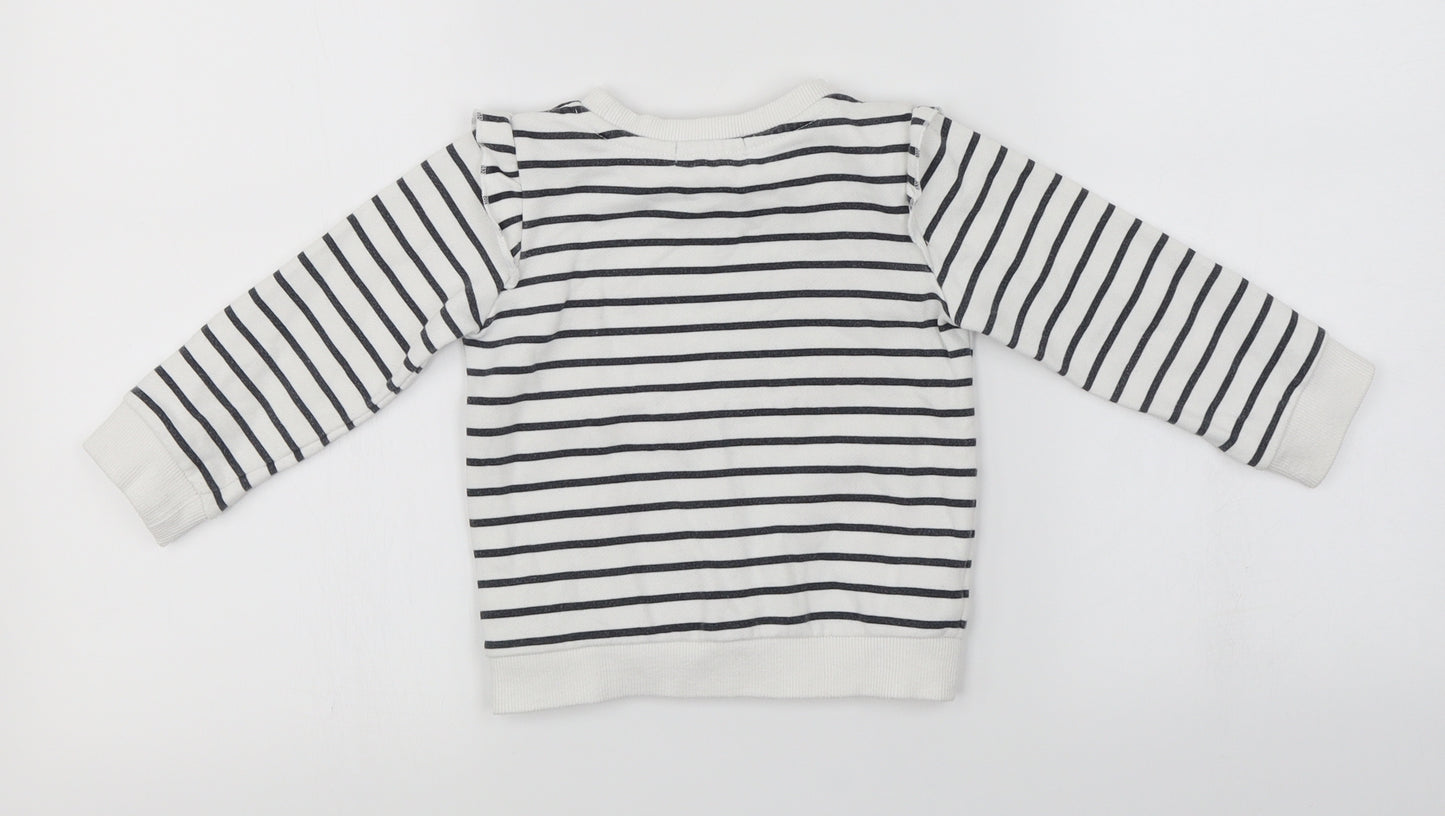 Primark  Girls White Striped  Pullover Jumper Size 18-24 Months