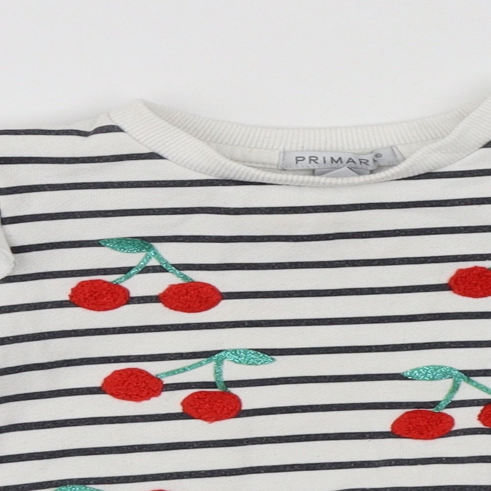 Primark  Girls White Striped  Pullover Jumper Size 18-24 Months