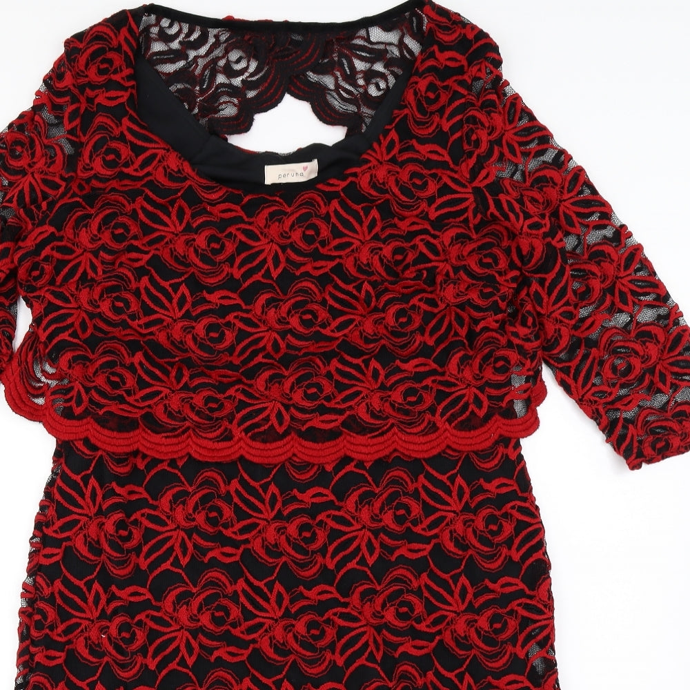Per Una  Womens Red Floral  A-Line  Size 16