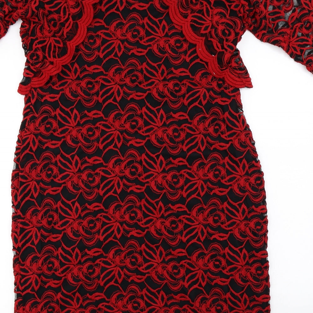 Per Una  Womens Red Floral  A-Line  Size 16