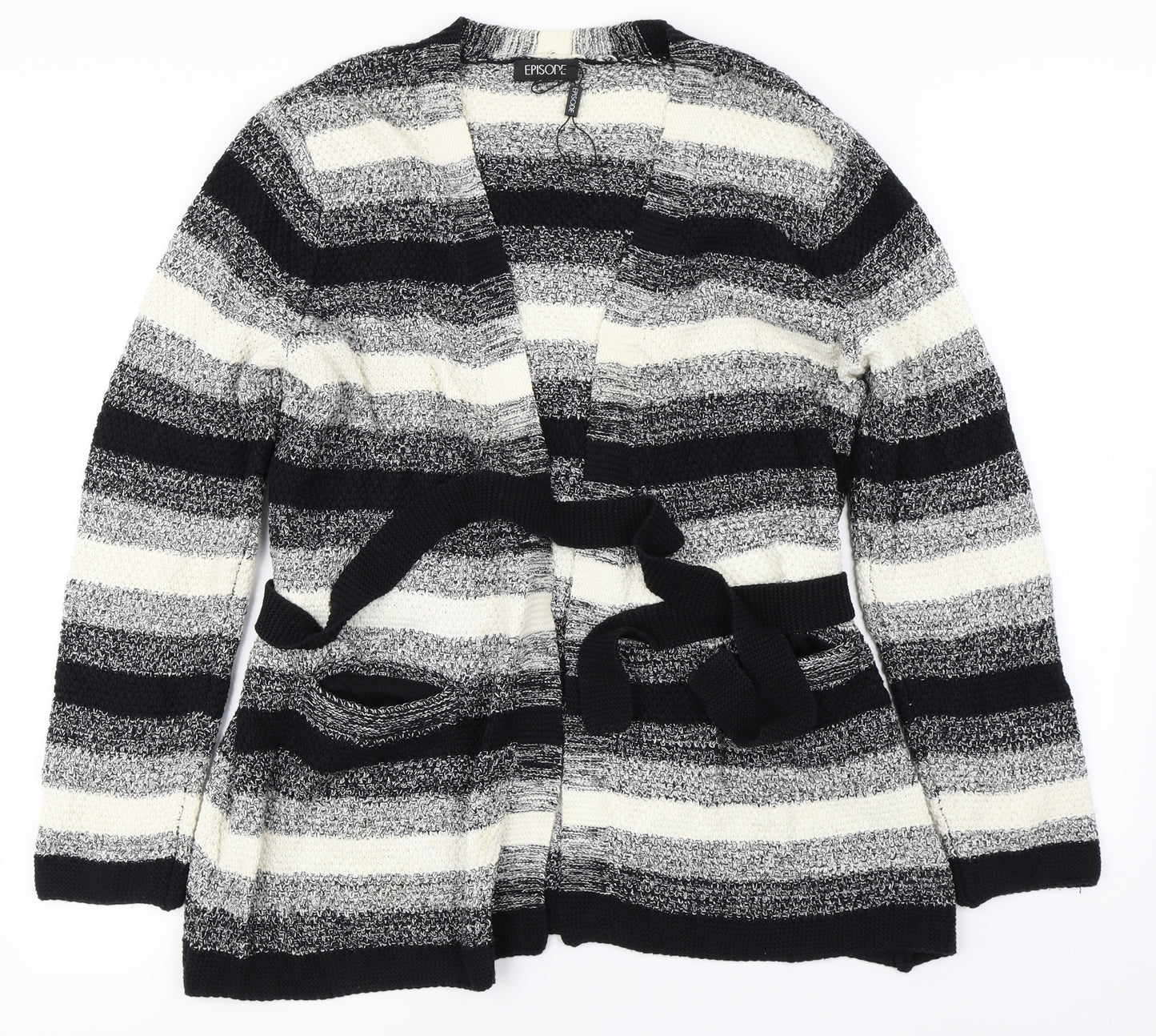 Episode  Womens Black Striped  Cardigan Jumper Size L