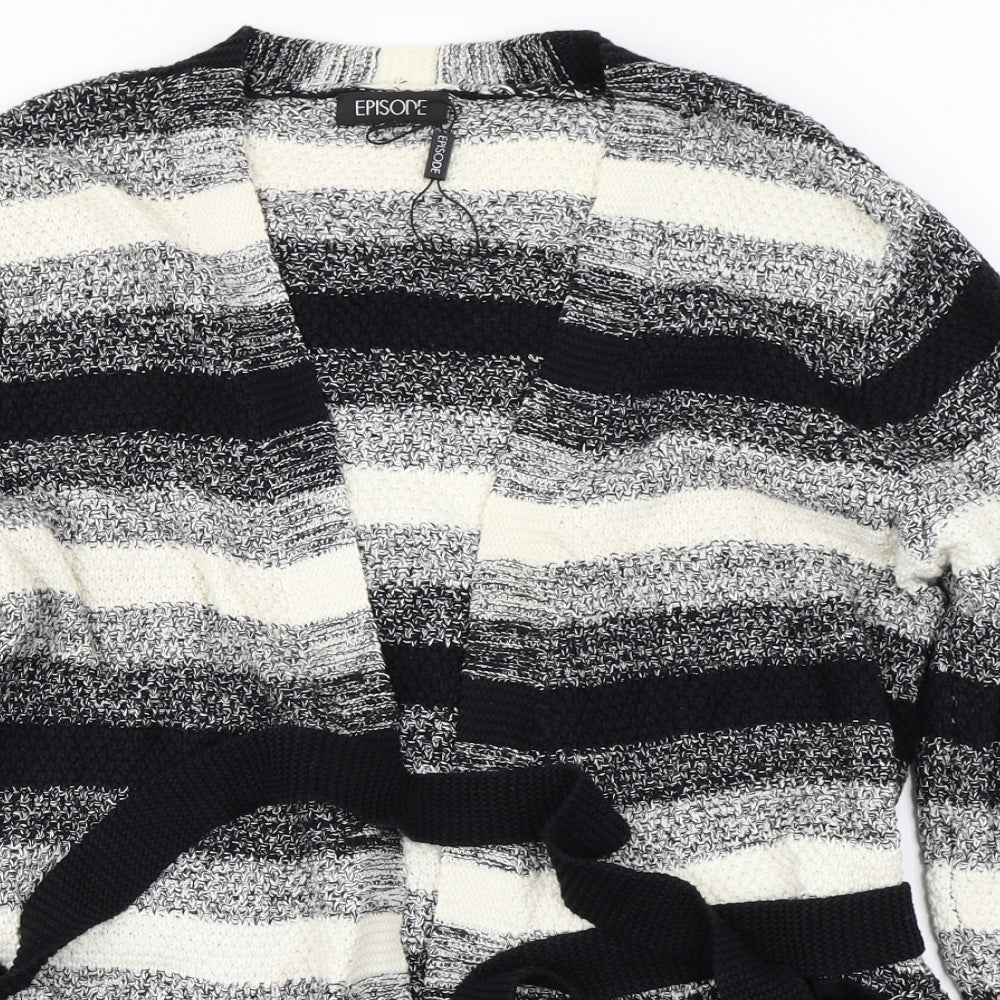 Episode  Womens Black Striped  Cardigan Jumper Size L