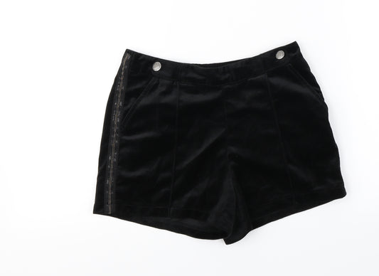 Front view of Next girls’ black cut-off shorts, size 10, years