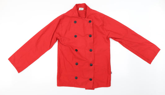 Front view of tibard ltd men’s red button-up, size S