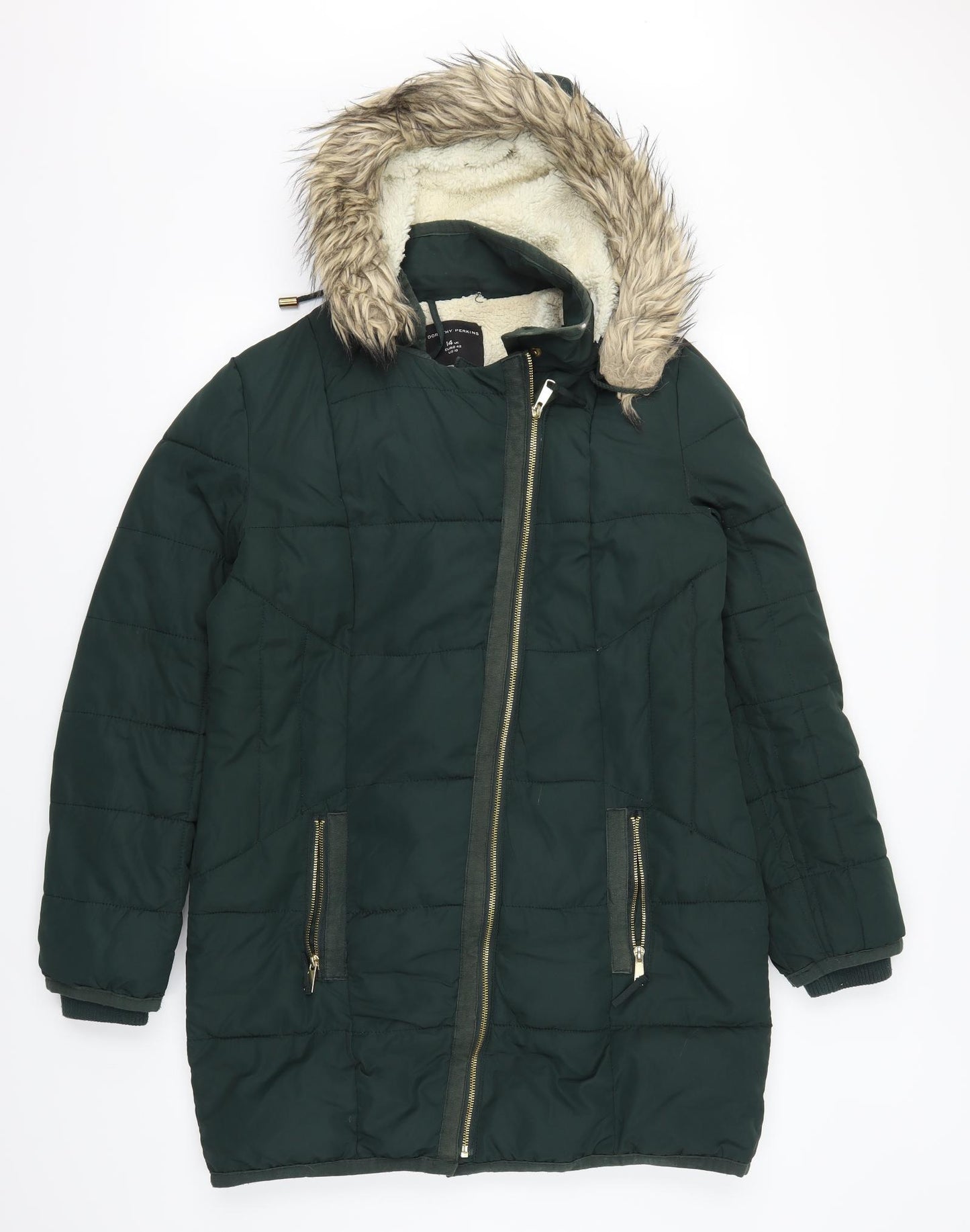 Dorothy Perkins Womens Green   Parka Coat Size 14