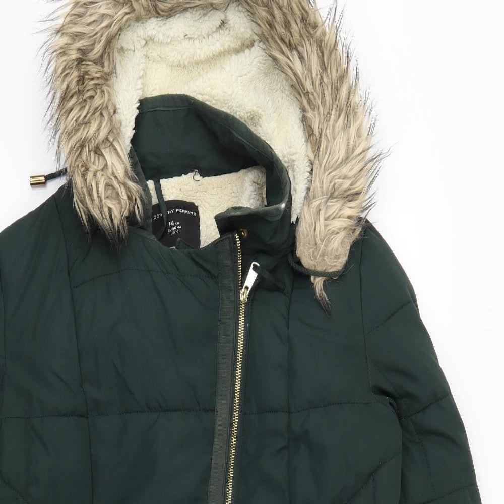 Dorothy Perkins Womens Green   Parka Coat Size 14
