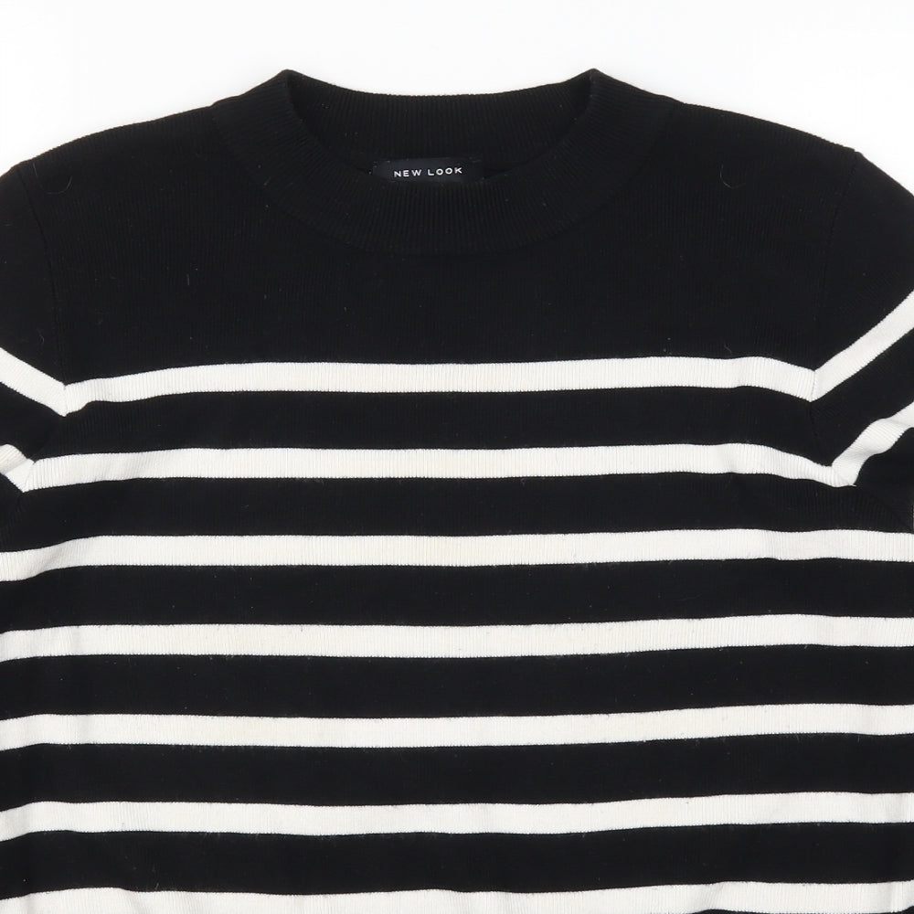 New Look Womens Black Striped  Pullover Jumper Size 14