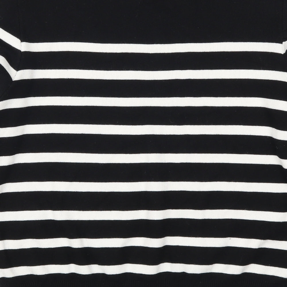 New Look Womens Black Striped  Pullover Jumper Size 14