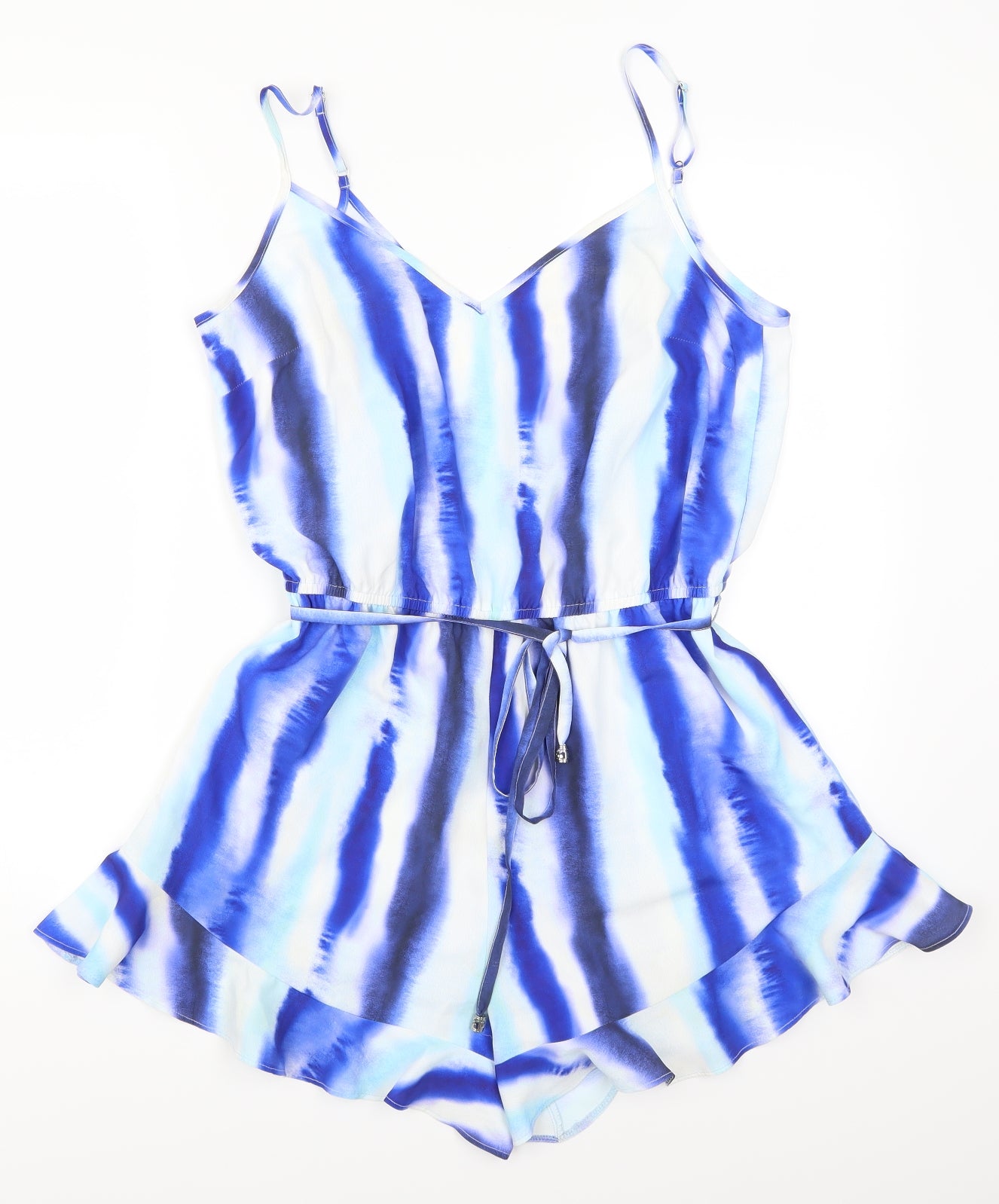 F&F Womens Blue Striped  Playsuit One-Piece Size 12 L4 in
