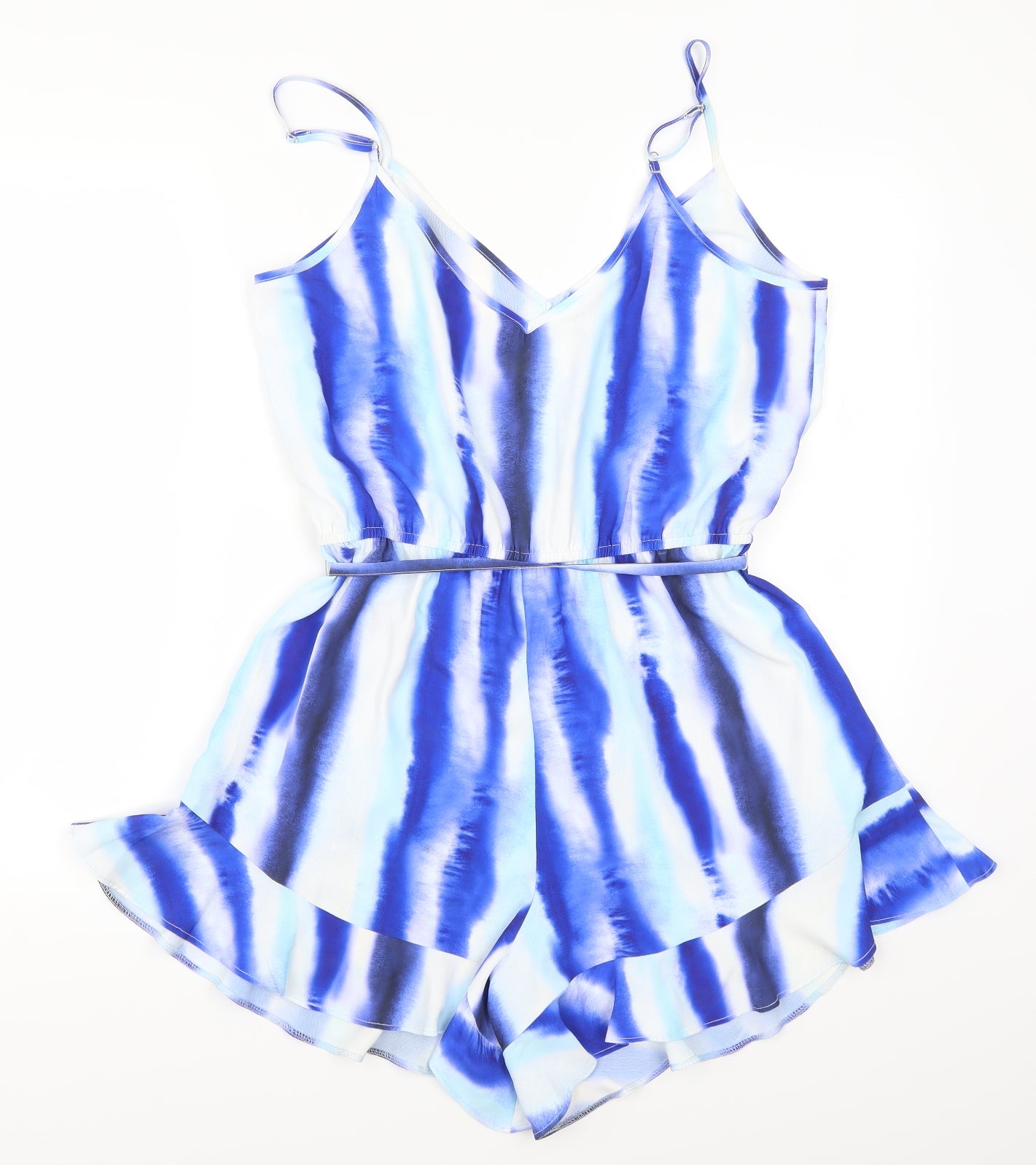 F&F Womens Blue Striped  Playsuit One-Piece Size 12 L4 in