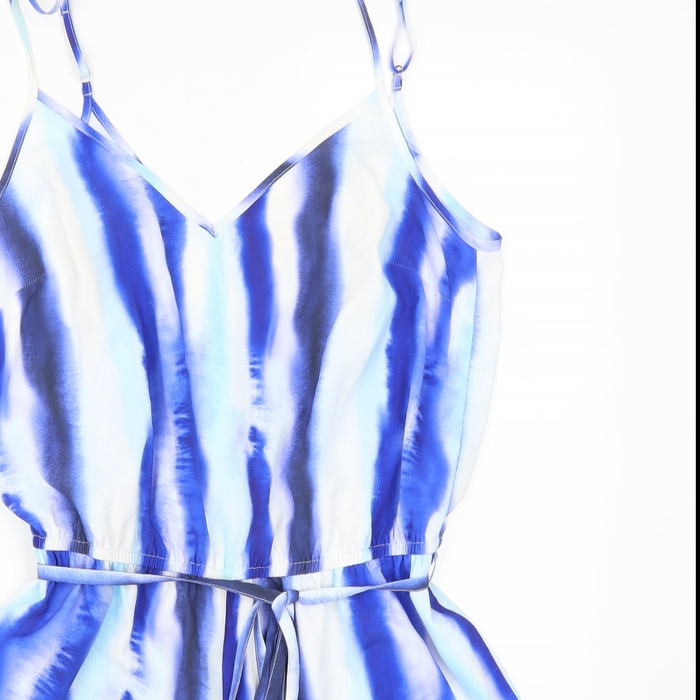 F&F Womens Blue Striped  Playsuit One-Piece Size 12 L4 in