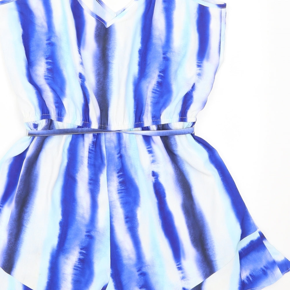 F&F Womens Blue Striped  Playsuit One-Piece Size 12 L4 in