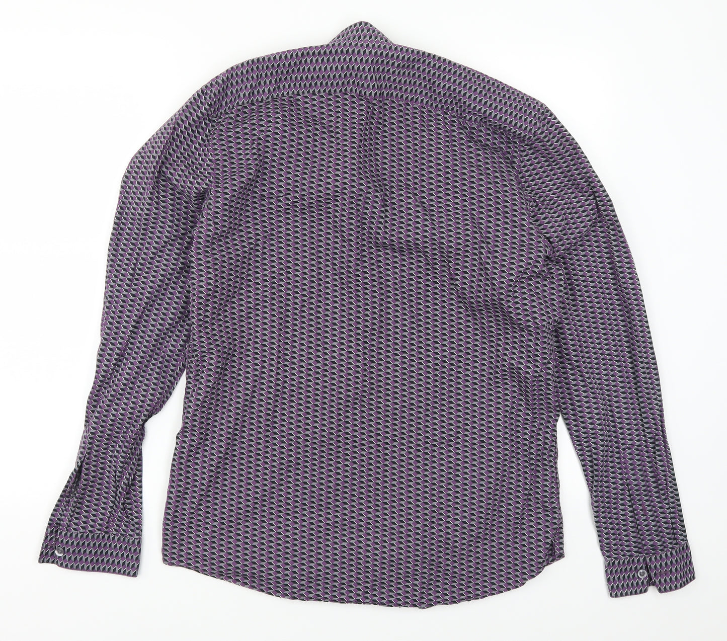 F&F Mens Purple Geometric   Button-Up Size M