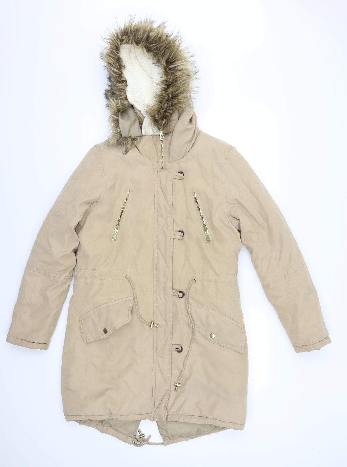 Brave Soul Womens Beige   Parka Coat Size 12