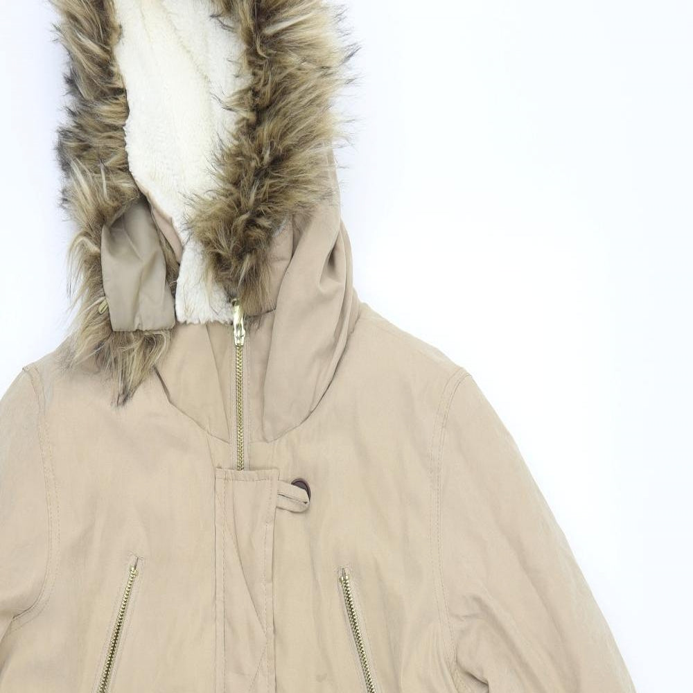 Brave Soul Womens Beige   Parka Coat Size 12