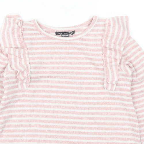 Primark Girls Pink Striped  Basic T-Shirt Size 2-3 Years