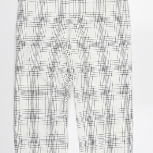 Zara Womens White Check  Cropped Trousers Size S L22 in